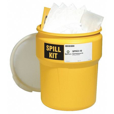 SPILLTECH Spill Kit, Drum, Oil-Based Liquids, 15" H SPKO-10