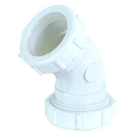 ZORO SELECT Elbow, 45 deg., Wht Drain, Slip Connection 35333