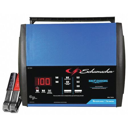 SCHUMACHER ELECTRIC Benchtop Battery Charger, Automatic, Charging, Maintaining, For Batt. Volt.: 6, 12 SC1304