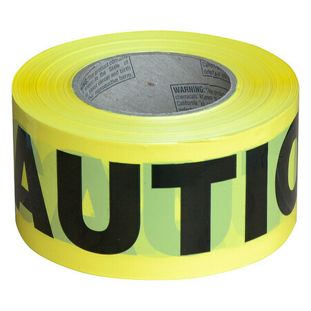 Zoro Select Barricade Tape, Caution, Yellow, 3 in Wide x 1000 ft Long, Polyethylene, 2 mil Thick Y175M31000C-12