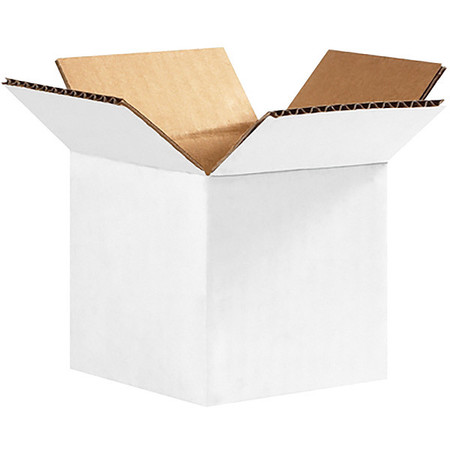 Zoro Select Corrugated Boxes, 4" x 4" x 4", White, 25/Bundle 22XL91