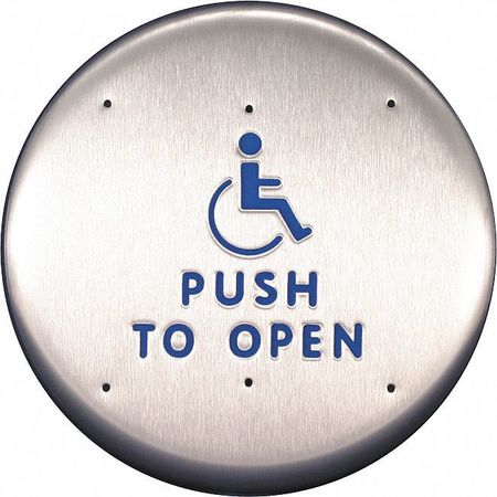 BEST Push Plate, For Auto Operator, 6" L CL2216 HANDICAP LOGO PUSH TO OPEN TEXT