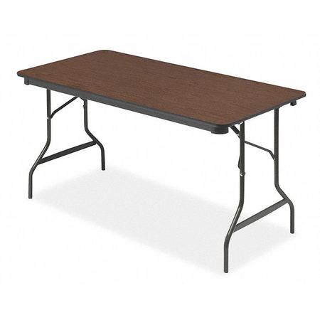 ICEBERG Rectangle Folding Table, 30 in W, 60 in L, 29 in H, Wood Top, Walnut 55414
