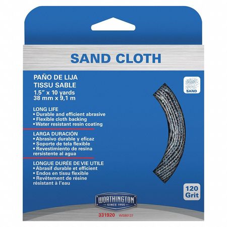 Zoro Select Sanding Cloth, Grit 120, 1-1/2" W, 30 ft. L 85316