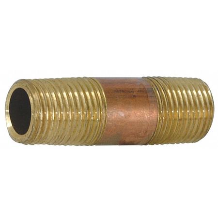 ZORO SELECT 3/4" MNPT x 3" TBE Brass Pipe Nipple 78729LF