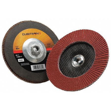 3M CUBITRON Flap Disc, Type 27, 7" dia., 80 Grit 7100104924