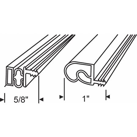 Zoro Select Door Weather Strip, 6.8 ft. x 1-1/4" W 900-9000S-25