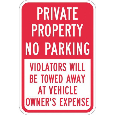 LYLE Private Property No Parking Sign, 18"x12, T1-1091-DG_12x18 T1-1091-DG_12x18