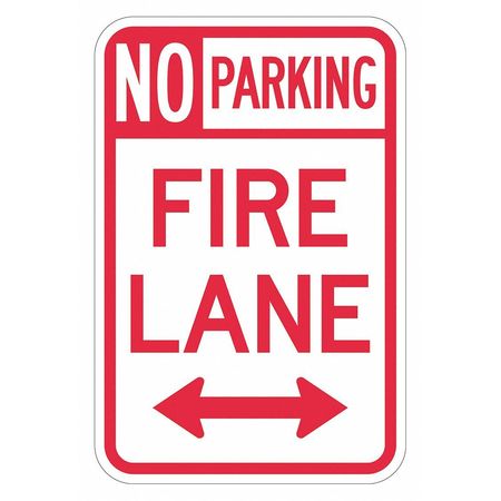 Lyle No Parking Fire Lane Parking Sign, 18 in Height, 12 in Width, Aluminum, Vertical Rectangle, English T1-2857-EG_12x18