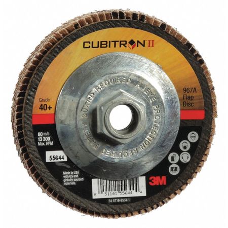 3M CUBITRON Flap Disc, Type 29, 4-1/2" dia., 40 Grit 7010363306