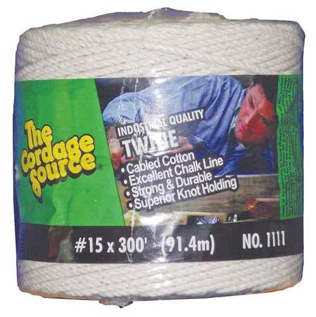 ZORO SELECT Rope, 300ft, Wht, 1lb., Cotton 1111-WA