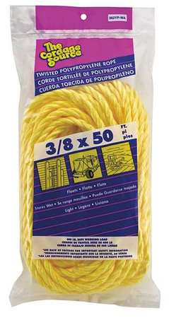 ZORO SELECT Rope, 50ft, Yllw, 308lb., 3/8 in, Polyprpylne 362YP-WA