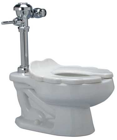 ZURN Flush Valve Toilet, 1.28 gpf, Siphon Jet, Floor Mount Mount, Elongated, Seat: White Z5675.001.09.00.00