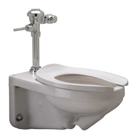 ZURN Flush Valve Toilet, 1.28 gpf, Flush Valve, Wall Mount, Elongated, White Z5615.258.01.00.00