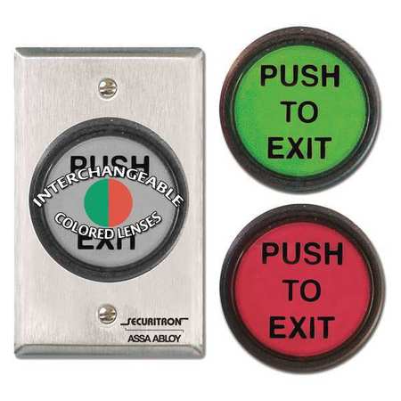 SECURITRON Push to Exit Button, DPDT, (3) Lens, 5A PB5E