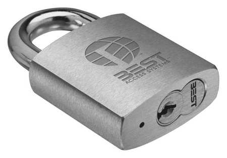 BEST Keyed Padlock, Coreless, Standard Shackle, Rectangular Brass Body, Stainless Steel Shackle 41B72L