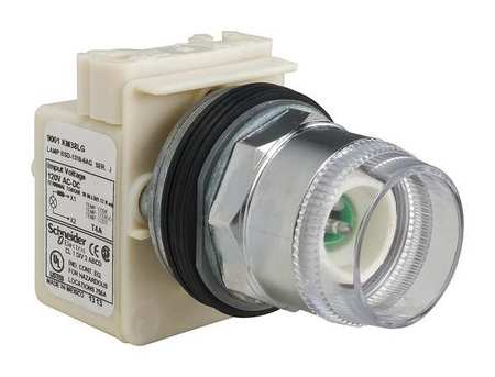 SCHNEIDER ELECTRIC Illuminated Push Button Operator, 30 mm, Green 9001K1L38LG