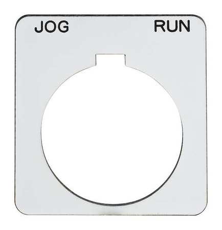 SCHNEIDER ELECTRIC Legend Plate, Square, Jog-Run, White 9001KN242WP