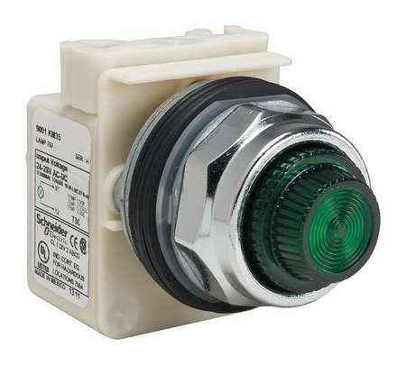 SCHNEIDER ELECTRIC Pilot Light, Green, Plastic Fresnel Lens 9001KP35G31