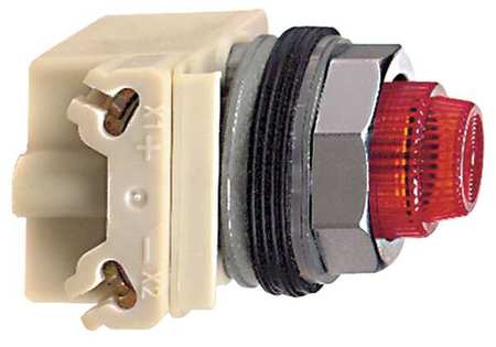 SCHNEIDER ELECTRIC Pilot Light, LED, Red, Plastic Fresnel Lens 9001KP35LRR31