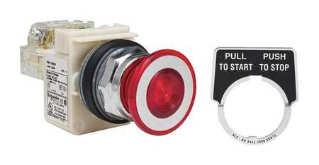 SCHNEIDER ELECTRIC Illuminated Push Button, 30 mm, 1NO/1NC, Red 9001KR9P38RH13