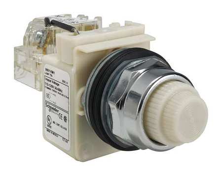 SCHNEIDER ELECTRIC Push to Test Pilot Light, White, Incand 9001KT1W31