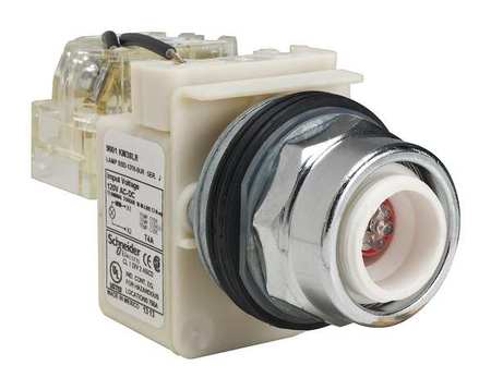 SCHNEIDER ELECTRIC Push to Test Pilot Light, Red, LED 9001KT38LR