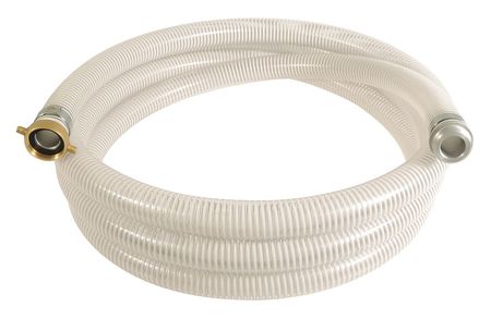 Zoro Select 1" ID x 20 ft PVC Water Suction Hose 90 PSI Clear/WT 45DU41