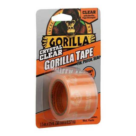 GORILLA GLUE Duct Tape, Clear, 5 yd., 1-1/2 in. W 6015002