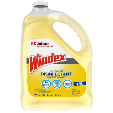 Windex Liquid Glass and Surface Cleaner, 1 gal., Yellow, Unscented, Jug, 4 PK 682265