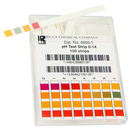 Ricca Chemical pH Test Strips, 0 to 14 pH, PK100 R8880000-Each