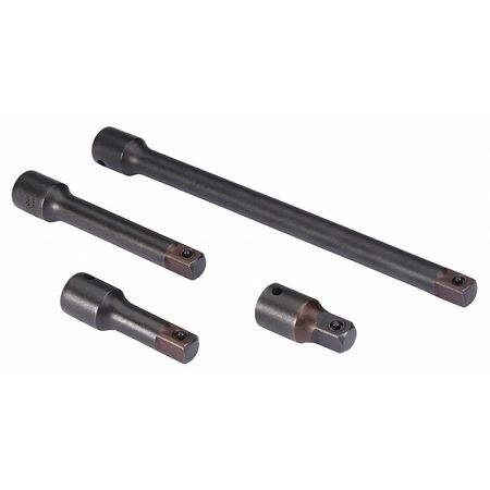 Proto 1/2" Drive Impact Socket Extension Set, SAE, Metric, 4 pcs, Black Oxide, 2 in, 3 in, 5 in, 10 in L J7515A