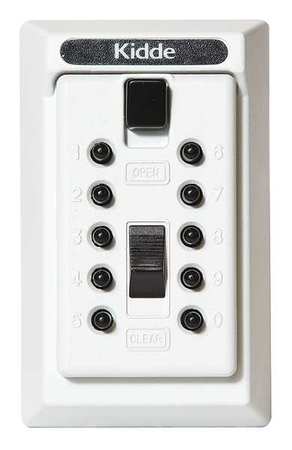 KIDDE Lock Box, White, Surface, PushButton, 5 Keys 1408