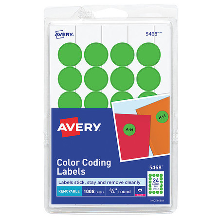 Avery Avery® Neon Green Color Coding Labels 5468, 3/4" Round, Pack of 1008 AVE05468