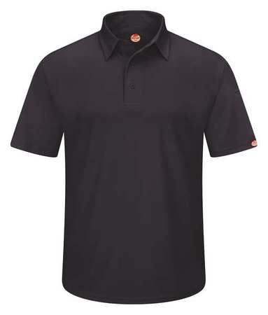 RED KAP Short Sleeve Polo, Sz L, Black, Polyester SK90BK SS L