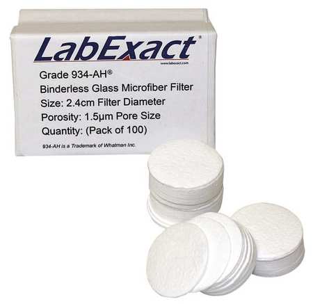 LABEXACT Glass Microfiber Filter, 24mm dia., PK100 LSS-AH2400