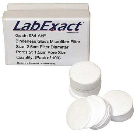 LABEXACT Glass Microfiber Filter, 25mm dia., PK100 LSS-AH2500
