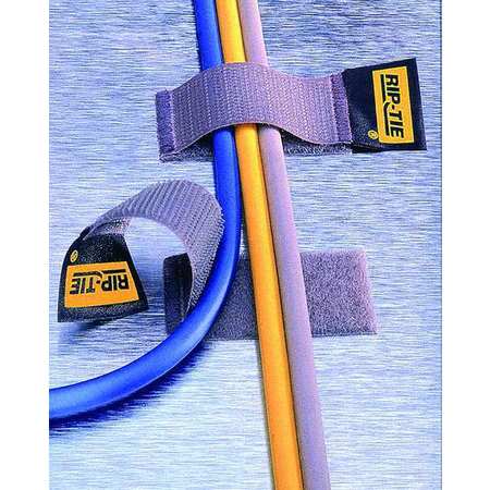 RIP-TIE 4" L Wrap Hook-&-Loop Cable Tie Gray PK 5 C-04-005-GY
