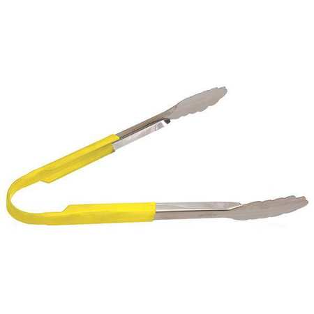 CRESTWARE Tong, Yellow, 12 in. L, Stainless Steel CG12Y