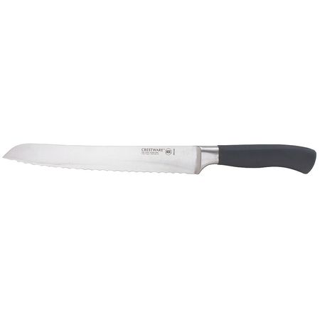 CRESTWARE Bread Knife, Serrated, 9 in. L, Black KN120