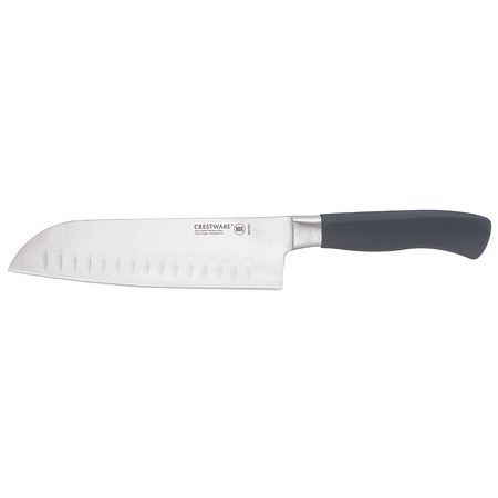 CRESTWARE Santoku Knife, Straight, 7 in. L, Black KN161