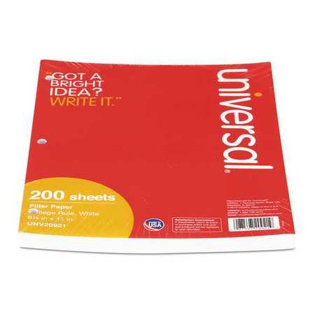 UNIVERSAL ONE Filler Paper, White, College, 16 lb., PK200 UNV20921