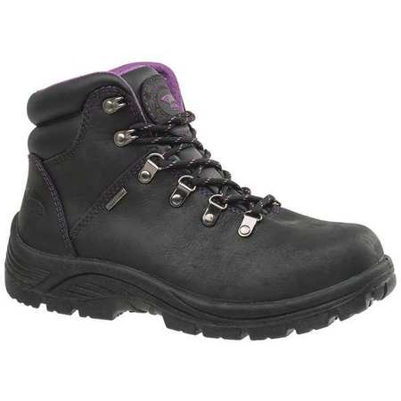 AVENGER SAFETY FOOTWEAR Size 6 1/2 Women's 6 in Work Boot Steel 6-Inch Work Boot, Black A7124