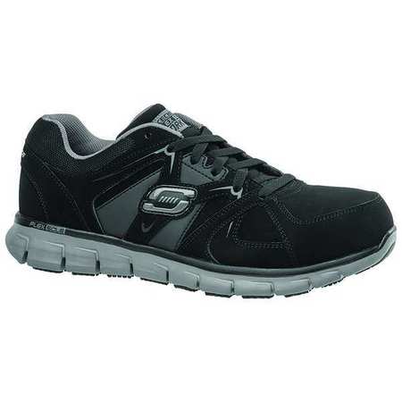 SKECHERS Athletic Work Shoes, 14, D, Blk/Charcl, PR 77068 -BKCC SZ 14
