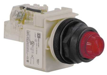 SCHNEIDER ELECTRIC Push to Test Pilot Light, Red, Incand 9001SKT1R31