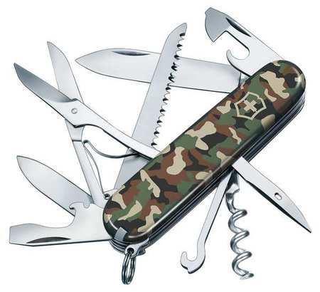 VICTORINOX SWISS ARMY Multi-Tool Knife, 9 Tool, 15 Funct, GrnCamo 1.3713.94-X1