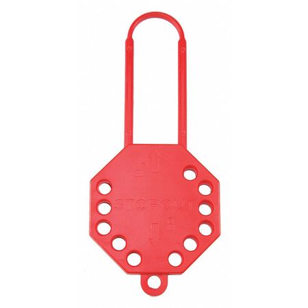 STOPOUT Lockout Hasp, Red, 7-1/2"LX3-1/2"W KDD106