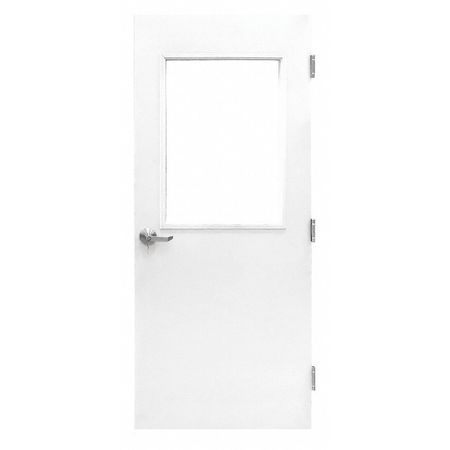 PORTA-FAB Door with Glass, Steel, 84Hx36W, White 3070DG