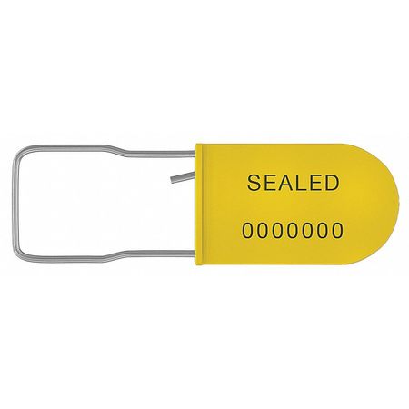 Universeal Padlock Seal 3-1/4" x 3/64", Plastic, Yellow, Pk50 UPAD-S YELLOW