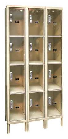 Hallowell Box Locker, 36 in W, 15 in D, 78 in H, (3) Wide, (12) Openings, Tan UESVP3258-4PT